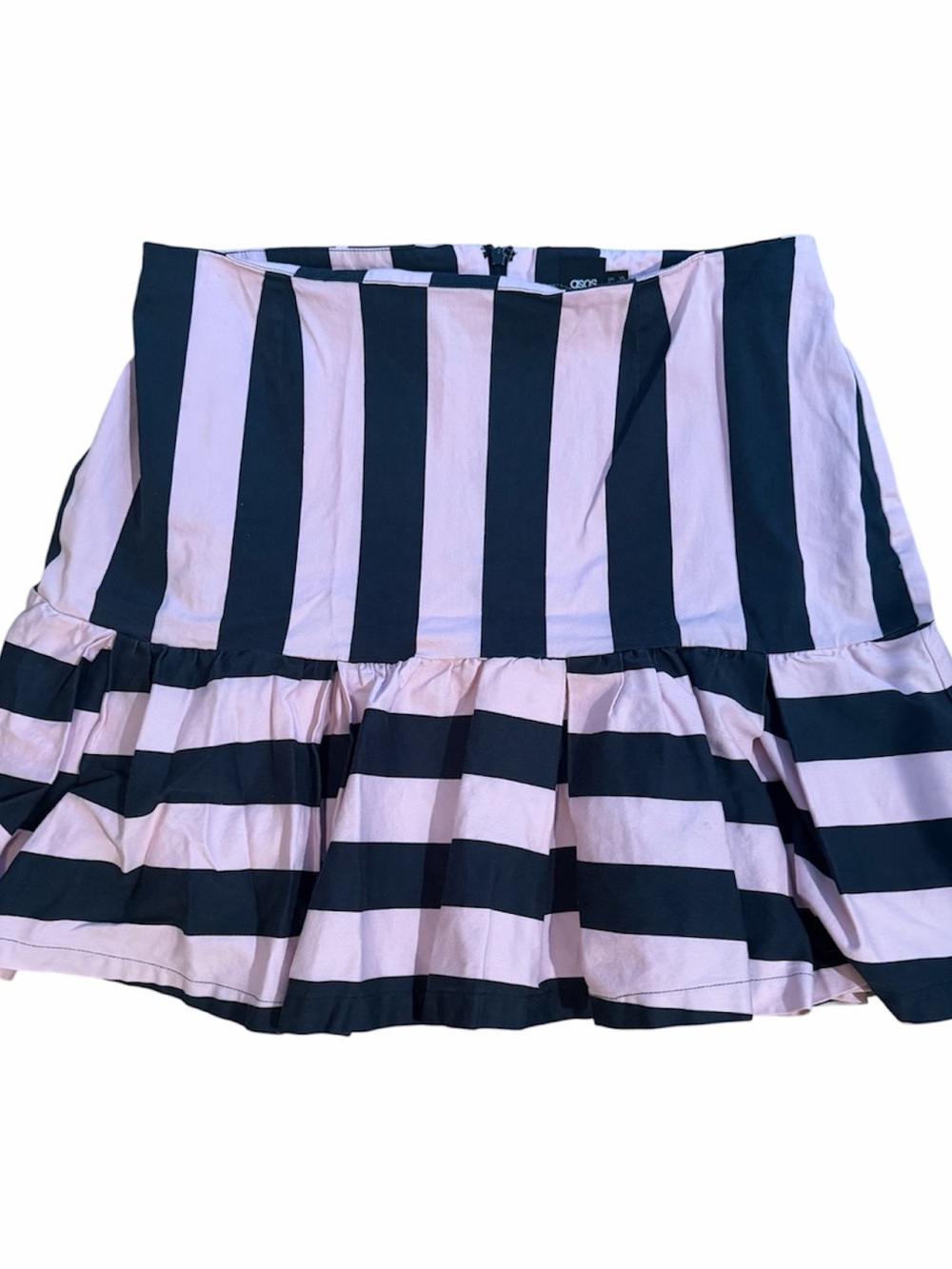 ASOS Pink and Blue Striped Ruffle Mini Skirt